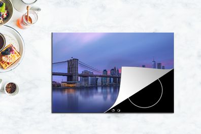 Herdabdeckplatte - 80x52 cm - New York hinter der Brooklyn Bridge