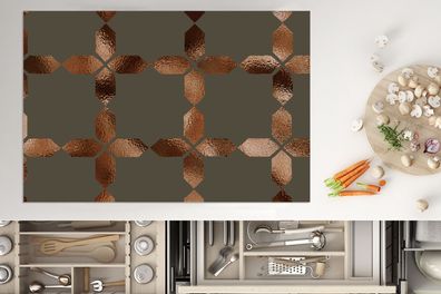 Herdabdeckplatte - 78x52 cm - Muster - Luxus - Bronze - Linie