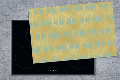 Herdabdeckplatte - 80x52 cm - Muster - Grün - Gold - Luxus