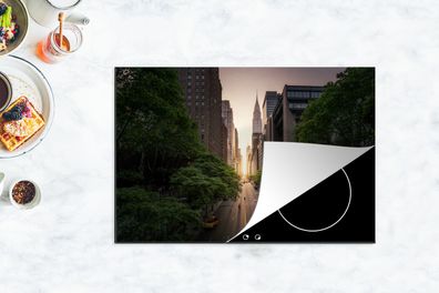 Herdabdeckplatte - 78x52 cm - Straße von New York am Morgen