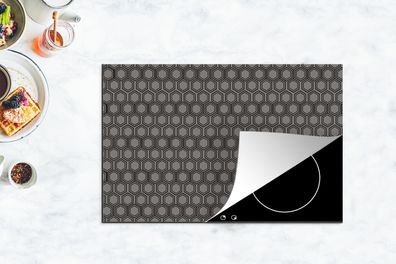 Herdabdeckplatte - 80x52 cm - Muster - Grau - Schwarz