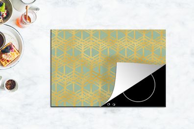 Herdabdeckplatte - 78x52 cm - Muster - Grün - Gold - Luxus