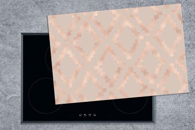 Herdabdeckplatte - 78x52 cm - Muster - Rosa - Beige