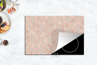 Herdabdeckplatte - 80x52 cm - Muster - Rosa - Beige