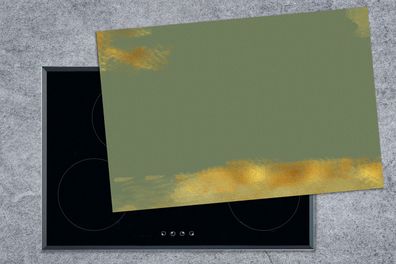 Herdabdeckplatte - 78x52 cm - Muster - Farbe - Gold - Grün
