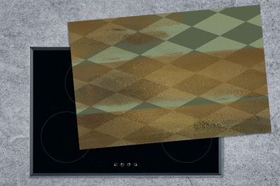 Herdabdeckplatte - 78x52 cm - Muster - Grün - Gold - Farbe
