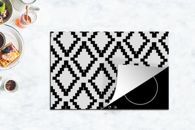 Herdabdeckplatte - 80x52 cm - Muster - Schwarz - Weiß - Luxus