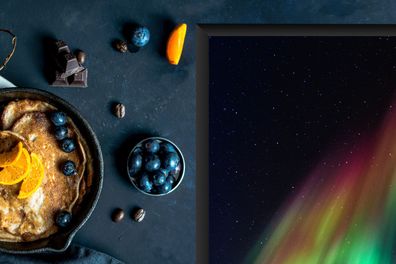 Herdabdeckplatte - 75x52 cm - Regenbogen - Aurora - Sternenhimmel