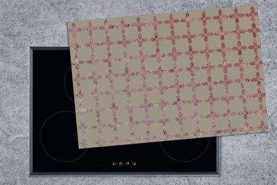 Herdabdeckplatte - 78x52 cm - Muster - Rosa - Grau - Luxus