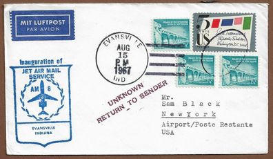 Flugpost-USA-Jet Air Mail Service AM 8-Evansville-