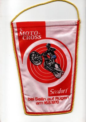 DDR Wimpel 5. Moto-Cross 1970 Seedorf/ Sellin