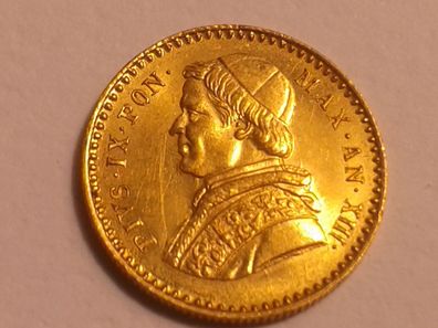 Original 2,5 Scudi 1859 XIII Vatikan Papst Pius IX. 4,32g Gold, Rom - vz-st