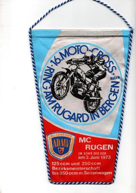 DDR Wimpel 16. Moto-Cross 1973 Ring am Rugard Bergen/ Rügen