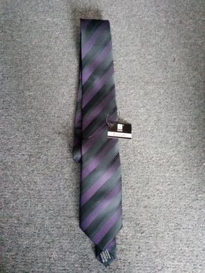 Herren Krawatte in einer Geschenkbox 8 cm Breit gestreift Lila / Schwarz
