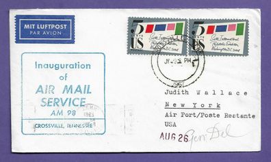 Flugpost-USA-Jet Air Mail Service AM 98-Crossville Tennessee-