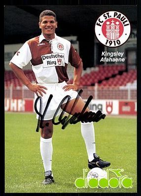 Kingsley Afahaene Autogrammkarte FC St Pauli 1991-92 Original Signiert + A 91622