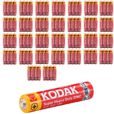 120 x Kodak AAA Micro LR03 Batterie 1,5V 1200mAh Extra Heavy Duty RED 120 Stück