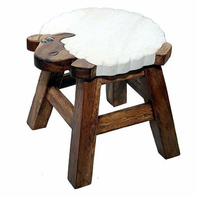 Kinderhocker Schaf Schemel Kinderstuhl Massivholz Sitz mit Motiv Höhe 25 cm