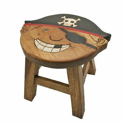 Kinderhocker Pirat Schemel Kinderstuhl Massivholz Sitz mit Motiv Sitzhöhe 25 cm