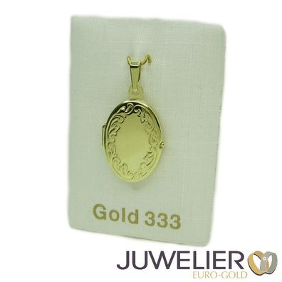 ovales Gold Medaillon Anhänger für 2 Bilder aus 333 Gold
