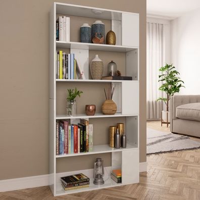 vidaXL Bücherregal/ Raumteiler Hochglanz-Weiß 80x24x159 cm