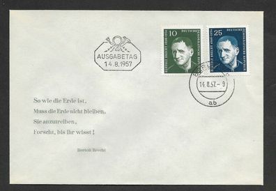 FDC DDR 1. Todestag von Bertolt Brecht 14.8.1957
