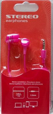 Silikon In-Ear Ohrhörer rosa Stereo Kopfhörer pink Handy MP3 iPhone iPod 3,5mm Klinke