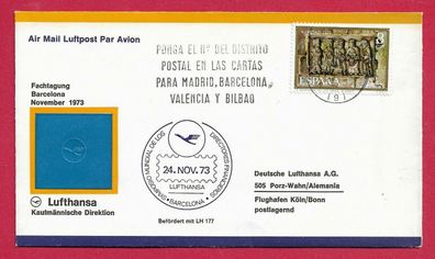 Flugpost Spanien Lufthansa Fachtagung Barcelona Kaufmännische Direktion 1973
