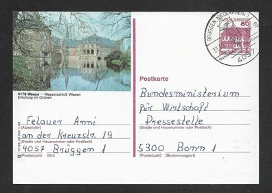 Ganzsache BRD Burgen und Schlösser von Brüggen nach Bonn P 138