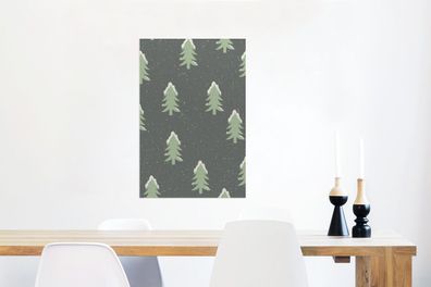 Glasbilder - 60x90 cm - Baum - Schnee - Muster (Gr. 60x90 cm)