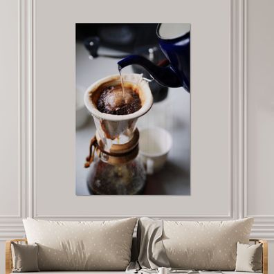 Glasbilder - 100x150 cm - Filterkaffee wird auf altmodische Art und Weise zubereitet
