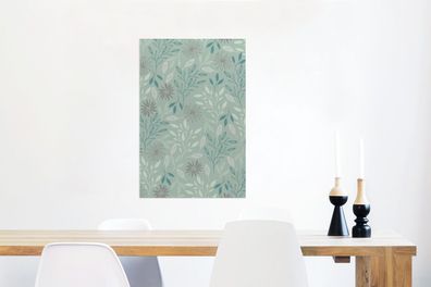 Glasbilder - 60x90 cm - Blätter - Blumen - Muster (Gr. 60x90 cm)