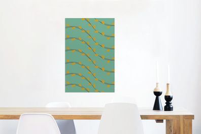 Glasbilder - 60x90 cm - Blätter - Gelb - Muster (Gr. 60x90 cm)