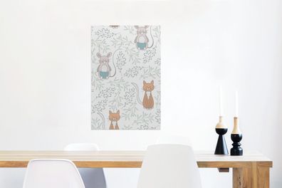 Glasbilder - 60x90 cm - Katzen - Maus - Muster (Gr. 60x90 cm)