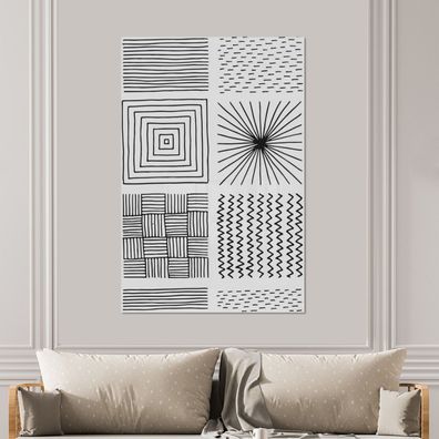 Glasbilder - 100x150 cm - Quadratisch - Schwarz - Weiß - Patterns (Gr. 100x150 cm)
