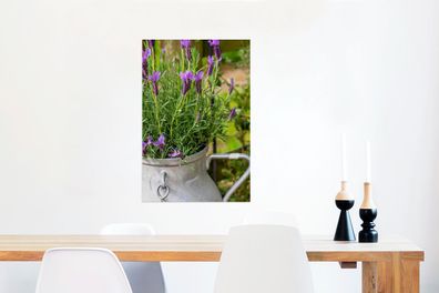 Glasbilder - 60x90 cm - Lavendel in einem Milchkännchen (Gr. 60x90 cm)