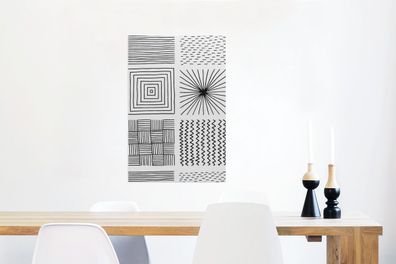 Glasbilder - 60x90 cm - Quadratisch - Schwarz - Weiß - Patterns (Gr. 60x90 cm)