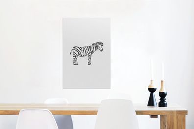 Glasbilder - 60x90 cm - Zebra - Kinder - Weiß (Gr. 60x90 cm)
