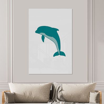 Glasbilder - 100x150 cm - Delfin - Kinder - Weiß (Gr. 100x150 cm)