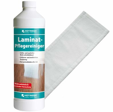 Hotrega Laminat Pflegereiniger Laminatboden Reiniger 1L inkl Microfasermopp