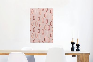 Glasbilder - 60x90 cm - Oval - Rosa - Muster (Gr. 60x90 cm)