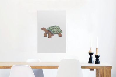 Glasbilder - 40x60 cm - Schildkröte - Kinder - Weiß (Gr. 40x60 cm)