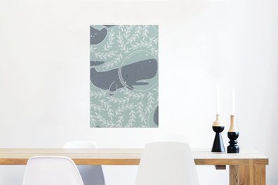 Glasbilder - 60x90 cm - Astronaut - Blauwal - Muster (Gr. 60x90 cm)