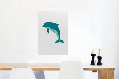 Glasbilder - 60x90 cm - Delfin - Kinder - Weiß (Gr. 60x90 cm)