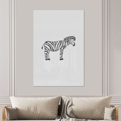 Glasbilder - 100x150 cm - Zebra - Kinder - Weiß (Gr. 100x150 cm)