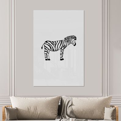 Glasbilder - 100x150 cm - Zebra - Weiß - Kinder (Gr. 100x150 cm)