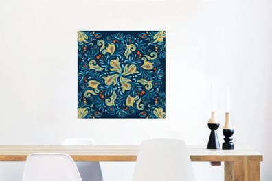 Glasbilder - 50x50 cm - Blütenblätter - Polka dots - Rund - Muster (Gr. 50x50 cm)