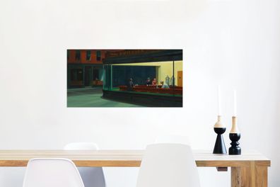 Glasbilder - 80x40 cm - Nighthawks - Edward Hopper (Gr. 80x40 cm)