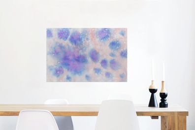 Glasbilder - 90x60 cm - Aquarell - Lila - Beige (Gr. 90x60 cm)