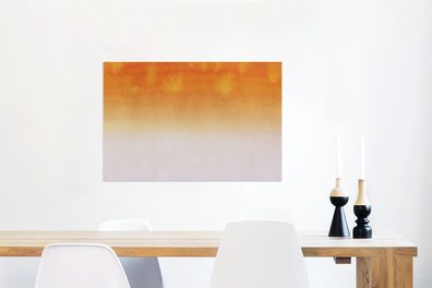 Glasbilder - 90x60 cm - Aquarell - Weiß - Orange (Gr. 90x60 cm)